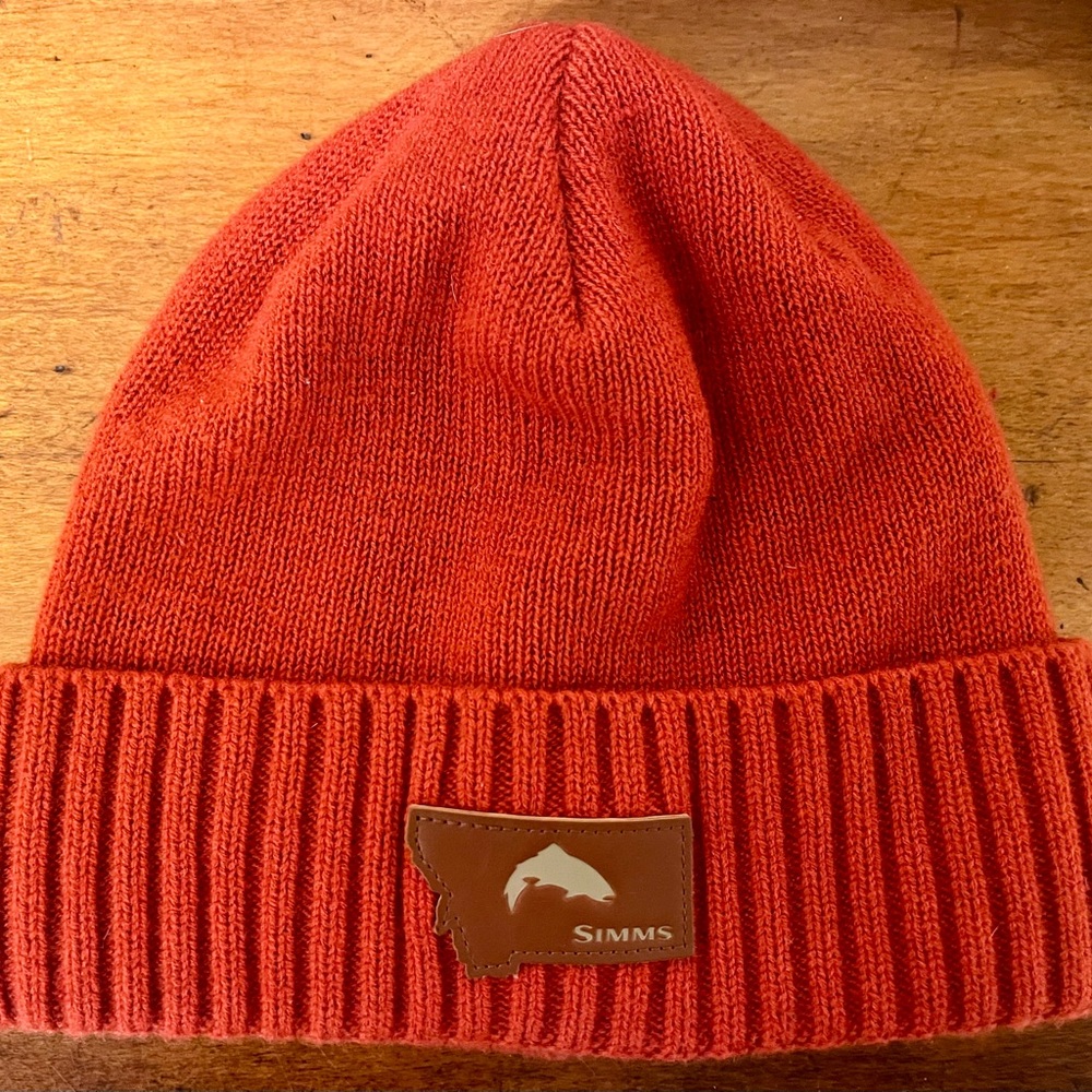 Simms Big Sky Orange Wool Blend beanie.